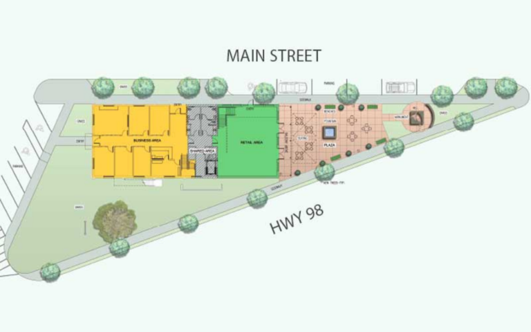 Site map showing Courthouse Suites Crestview location near Main Street and Highway 98 in downtown Crestview, Florida